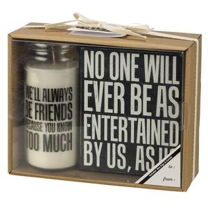 BFF Gift Box Set Box Sign Shelf Wall Art Scented Fragrant Sage Soy Candle Bestie